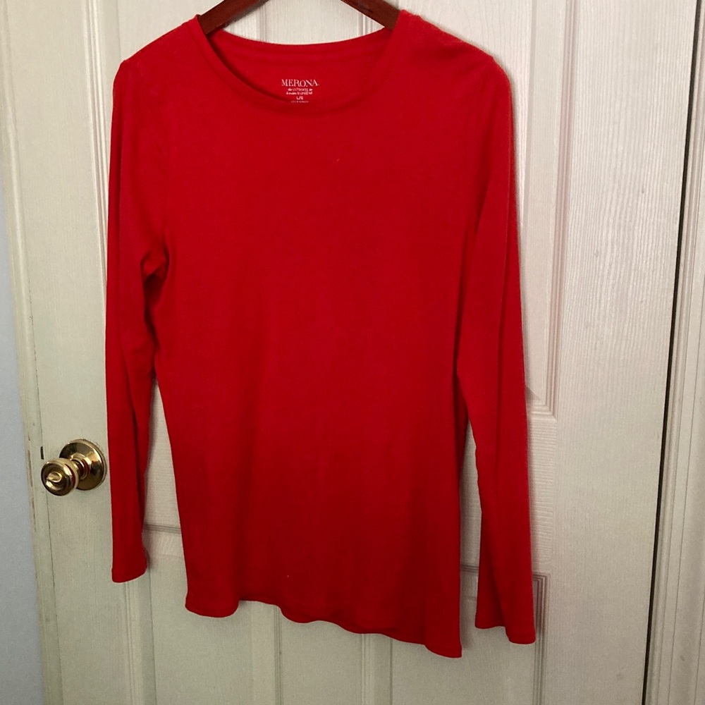 Merona Red Crewneck Long Sleeve Top